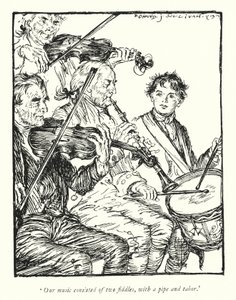 Illustration för The Vicar of Wakefield av Oliver Goldsmith (litho) av Edmund Joseph Sullivan