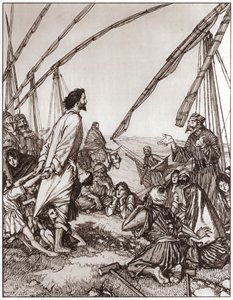 Jesus frågar: Vem är min nästa? (litho) av Edmund Joseph Sullivan