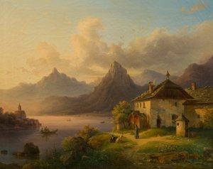 Landskap med en fjällsjö