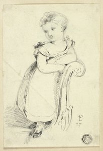 Liten flicka stående på soffa (recto); Fragment: Bakhuvudet på en kvinna (a tergo) av Edmund Thomas Parris