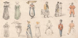 Studier av figurer: kvinnor, handelsmän, etc. av Edmund Thomas Parris