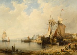 Ebb Tide: Dundee från Broughty Ferry av Edmund Thornton Crawford