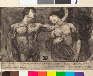 Meddelande om poeten Ceccardo Roccatagliata Ceccardis bröllop med Francesca Giovanetti av Edoardo de Albertis