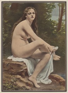 Lämnar badet (färg litho) av Edouard (after) Cabane