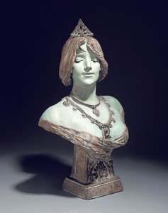 Byst modellerad som Sarah Bernhardt, Exposition Universelle, Paris av Edouard (after) Drouot