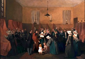 Napoleon III och Eugenias besök på syster Rosalies daghem av Edouard Alexandre Sain