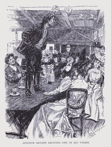 Bohemiska Paris: Aristide Bruant reciterar en av sina verser (lito) av Edouard Alfred (1875-1954) Cucuel