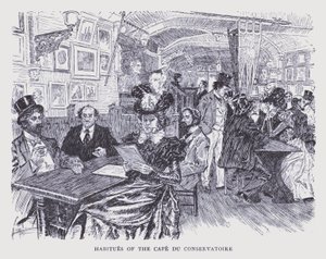 Bohemiska Paris: vanor på Café du Conservatoire (litografi)