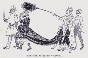 Bohemiska Paris: Leandre som drottning Victoria (litografi)