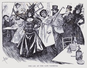 Bohemiska Paris: En morgon på Café Vachette (litografi)