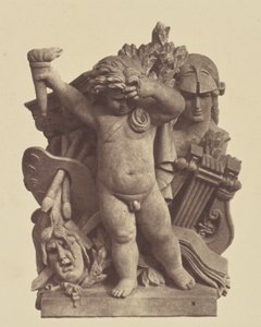 ["Les Beaux-arts", skulptur av Nicolas Guillemin, utsmyckning av Louvren, Paris] av Édouard Baldus