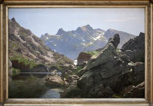 Merlatsjön, oljemålning av Edouard Brun (1860-1935) gjord 1901, sjön ligger i kedjan Belledonne i Isere. Photophraphie, KIM Youngtae, Grenoble, Musee de Grenoble. av Edouard Brun