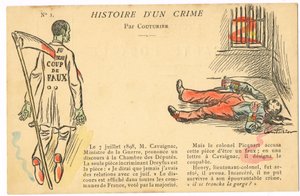 Vykort, satiriskt i färger: Dreyfus-affären - Henry Colonel Illustration av Couturier (1869-1935) av Edouard Couturier