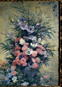 Bukett av anemoner Målning av Edouard Debat Ponsan (1847-1913). 1888. Rundturer, Konstmuseet av Edouard Debat Ponsan