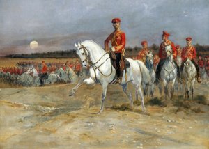 Tsarevich Nicholas granskar trupperna av Jean-Baptiste Edouard Detaille