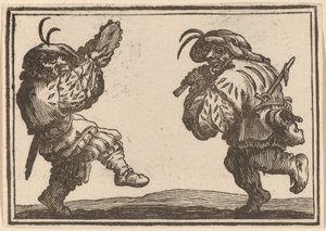 Dansare med flöjt och tamburin av Edouard Eckman after Jacques Callot