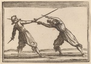 Duell med svärd och dolkar av Edouard Eckman after Jacques Callot