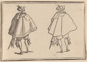 Gentleman in Large Mantle, sedd bakifrån