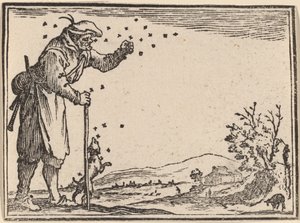 Bonde attackerad av bin av Edouard Eckman after Jacques Callot