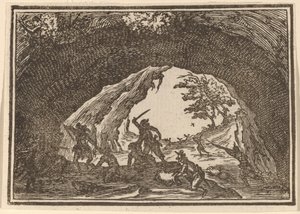 Soldater som attackerar rånare av Edouard Eckman after Jacques Callot