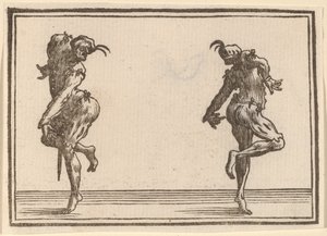 Två Pantaloons som dansar av Edouard Eckman after Jacques Callot
