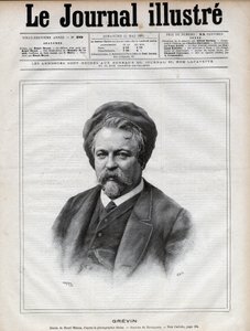 Alfred Grevin (1827-1892) skulptör, serietecknare, serietecknare, serietecknare och designer av franska teaterkostymer - Gravyr av Navellier efter Nadars foto i "The Illustrous Journal" från 1892