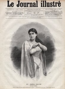 Porträtt av Emma Calve (Rosa Noemie Emma Calvet de Roquet, dit) (1858-1942), fransk sopran - Gravyr av Navellier i "The Illustrous Journal" från 1892
