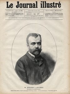 Porträtt av Ernest Lavisse (1842-1922), fransk historiker och akademiker - Gravyr av Navellier i "Le journal illustrious"" från 1892 av Edouard Felicien Eugene Navellier
