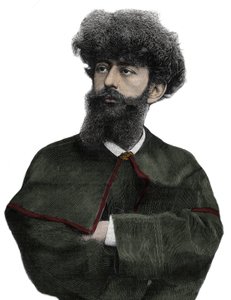 Sar Merodack Josephin Peladan, pseudonym för Josephin Peladan (1858-1918) fransk författare och ockultist - Gravyr av Navellier i "The Illustrous Journal" från 1892