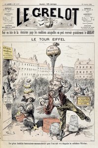 Tecknad film om finansiella skandaler "" Eiffeltornet: den skickligaste batonisten - retractor sett sedan den berömda Vivier"". Omslag "" Le Grelot"" från 22 januari
