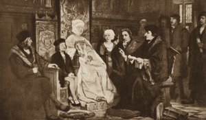 Erasmus läser för den unge kejsaren Karl V, Bryssel av Edouard Jean Conrad (after) Hamman
