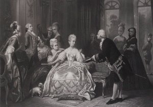 Christoph Willibald Gluck ger drottning Marie Antoinette partituret för operan... på Trianon.