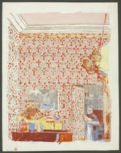 Interiör med rosa tapet I, plansch fem från Landscapes and Interiors av Édouard Jean Vuillard