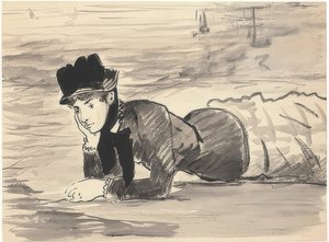 Annabel Lee på stranden. Omkring 1881 av Édouard Manet