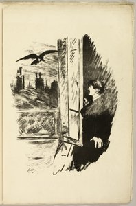 Vid fönstret ("Öppna här slängde jag luckan..."), från The Raven (Le Corbeau) av Édouard Manet