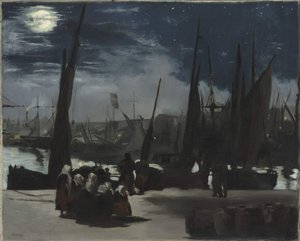 Månsken vid hamnen i Boulogne Månsken vid hamnen i Boulogne, 1869. av Édouard Manet