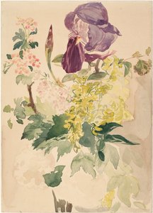 Blomsterstycke med Iris, Laburnum och Pelargon, 1880 av Édouard Manet