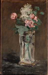 Blommor i en kristallvas (olja på duk) av Édouard Manet