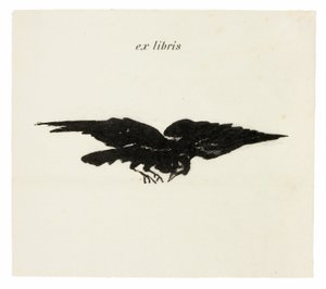 Flying Raven: ex libris, från The Raven (Le Corbeau) av Édouard Manet