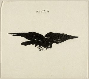 Flying Raven: ex libris, från The Raven (Le Corbeau) av Édouard Manet