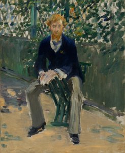 George Moore i konstnärens trädgård av Édouard Manet