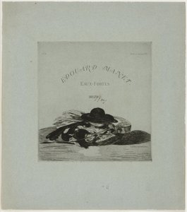 Hatt och gitarr, framsida till utgåvan med fjorton etsningar av Édouard Manet