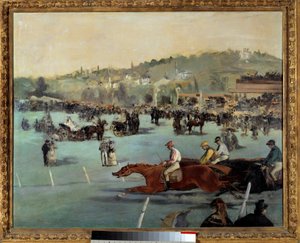 Hästkapplöpningar på Bois de Boulogne-målningen av Edouard Manet (1832-1883) 1872 Privat samling av Édouard Manet