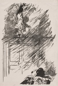 Illustration till The Raven av Edgar Allan Poe. av Édouard Manet