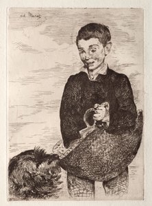 Ungen med hunden, med shoppingväskan. av Édouard Manet