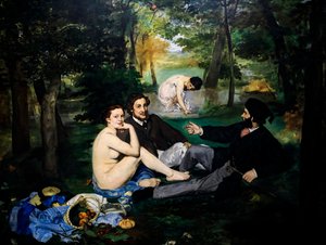 Lunch på Gräset också Badande sedan Den fyrkantiga delen av Édouard Manet