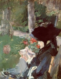 Mme Manet mamma i Bellevue trädgård av Édouard Manet