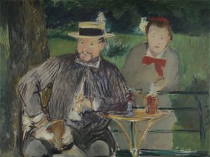 Porträtt av Ernest Hoschedé med sin dotter Marthe, ca. 1876 av Édouard Manet