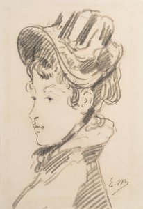 Porträtt av Madame Jules Guillemet, ca 1880 (svart krita) av Édouard Manet