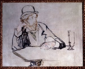 Porträtt av den irländska romanförfattaren Georges Moore (1852-1933) på caféet Drawing av Edouard Manet (1832-1883) 1879 New York. museum för modern konst av Édouard Manet